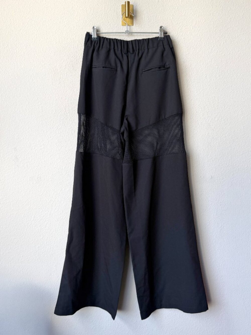 Dressed in Lala Black Widow Mesh Panel Wide Leg Pants Size S - Picture 3 of 6